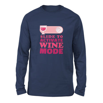 Swipe Right For Wine Mode Men/Unisex Drop Shoulder Sweatshirt in Navy color